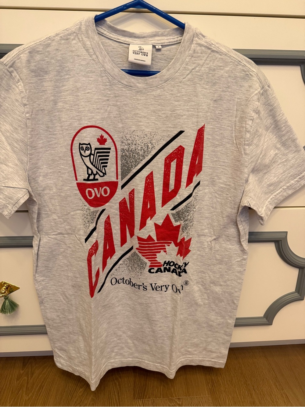 OVO Kids Canada Graphic Tee - Light Gray & Red